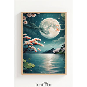 Japon Kültürü Koi Balıkları 3 Parçalı Ahşap Çerçeveli Tablo Seti 30x42 cm