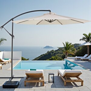 Lüks Bahçe Şemsiyesi UV Korumalı Veranda Şemsiyesi Büyük Açık Alan Şemsiyesi Şezlong Şemsiyesi 300cm 8 Kaburga Tel