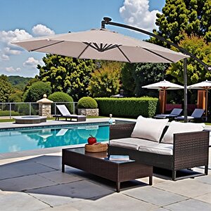 Lüks Bahçe Şemsiyesi UV Korumalı Veranda Şemsiyesi Büyük Açık Alan Şemsiyesi Şezlong Şemsiyesi 300cm 8 Kaburga Tel