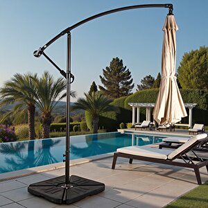 Lüks Bahçe Şemsiyesi UV Korumalı Veranda Şemsiyesi Büyük Açık Alan Şemsiyesi Şezlong Şemsiyesi 300cm 8 Kaburga Tel