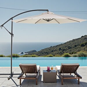 Lüks Bahçe Şemsiyesi UV Korumalı Veranda Şemsiyesi Büyük Açık Alan Şemsiyesi Şezlong Şemsiyesi 300cm 8 Kaburga Tel
