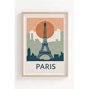 Paris New York Londra 3’lü Ahşap Çerçeveli Tablo Seti - Modern Duvar Dekoru