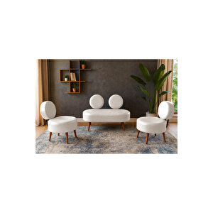 Dünya Modern Deri Koltuk Takımı | Şıklık Ve Konforun Buluşması | Ofis & Ev | Ceviz Ayak | Krem