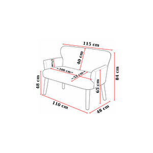 Krem Deri Chester Tarz Koltuk Takımı Modern Tasarım, Dayanıklı Ahşap Ayaklı Oturma Grubu (2+1+1)