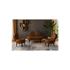 Dünya Modern Deri Koltuk Takımı | Şıklık Ve Konforun Buluşması | Ofis & Ev | Siyah Ayak | Aci Kahve