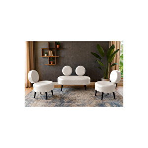 Dünya Modern Deri Koltuk Takımı | Şıklık Ve Konforun Buluşması | Ofis & Ev | Siyah Ayak | Krem