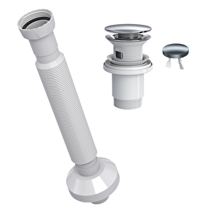 Suera Magic Pipe Körüklü Gider Borusu + Felix Pop-up Set (paslanmaz - Taşma Delikli)