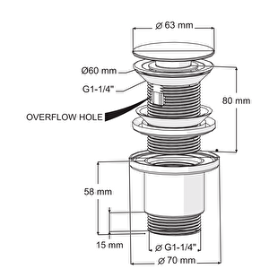 Suera Magic Pipe Körüklü Gider Borusu + Felix Pop-up Set (paslanmaz - Taşma Delikli)