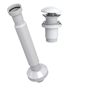 Suera Magic Pipe Körüklü Gider Borusu + Elixir Pop-up Set (parlak Beyaz - Taşma Deliksiz)