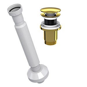 Suera Magic Pipe Körüklü Gider Borusu + Felix Pop-up Set (paslanmaz Altın - Taşma Deliksiz)