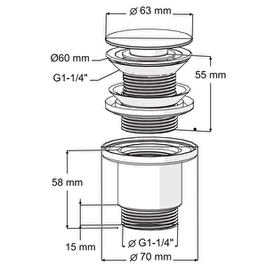 Suera Magic Pipe Körüklü Gider Borusu + Felix Pop-up Set (paslanmaz Altın - Taşma Deliksiz)