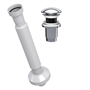 Suera Magic Pipe Körüklü Gider Borusu + Elixir Pop-up Set (krom - Taşma Deliksiz)