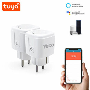 Yeco Sp-16 Akıllı Priz, Wi-fi Uyumlu, Telefonla Kontrol, 16a Akım Koruma, Enerji İzleme, 2 Adet