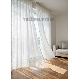 Aura Ekru File Tül 1x3 Sık Pile 160x260 cm