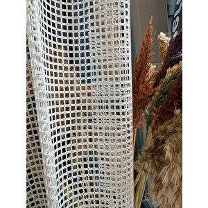 Aura Ekru File Tül 1x3 Sık Pile 220x200 cm