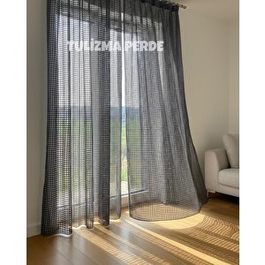 Aura Antrasit File Tül 1x3 Sık Pile 350x260 cm