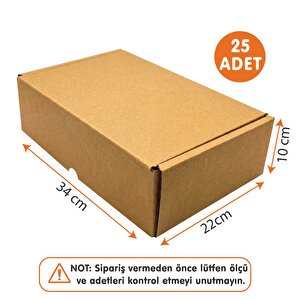 34x22x10 Cm Karton Kutu 25 Adet | Ultra Güçlü Çift Oluklu Çanta, Tekstil, E-ticaret Kargo Kutusu