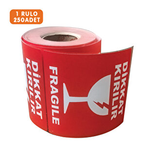 100×100 Mm 1 Rulo-250 Adet Mat Kuşe Dikkat Kırılır Uyarı Etiketi, Kırılabilir Ürün, Cam Ve Porselen Paketleme, Taşınma Ve Depolama İçin Etiket