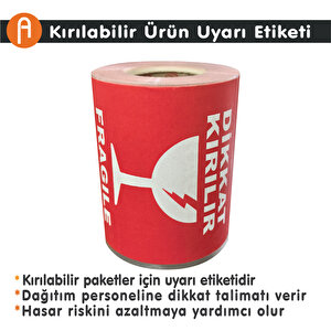 100×100 Mm 1 Rulo-250 Adet Mat Kuşe Dikkat Kırılır Uyarı Etiketi, Kırılabilir Ürün, Cam Ve Porselen Paketleme, Taşınma Ve Depolama İçin Etiket