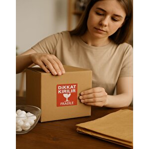 100×100 Mm 1 Rulo-250 Adet Mat Kuşe Dikkat Kırılır Uyarı Etiketi, Kırılabilir Ürün, Cam Ve Porselen Paketleme, Taşınma Ve Depolama İçin Etiket