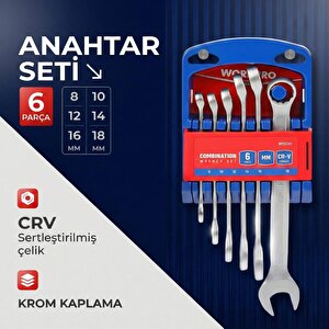 Workpro Wp202501 Cr-v 6 Parça Profesyonel Kombine Anahtar Takımı