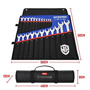 Workpro Wp202504 6-32mm 23 Parça Cr-v Profesyonel Kombine Anahtar Takımı + Bez Taşıma Kılıfı