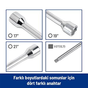 Workpro Wp314006 17 19 21 1/2’’ Cr-v 400mm 4 Kollu Profesyonel Bijon Anahtarı