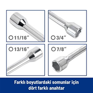 Workpro Wp314005 17 19 21 23 Cr-v 400mm 4 Kollu Profesyonel Bijon Anahtarı