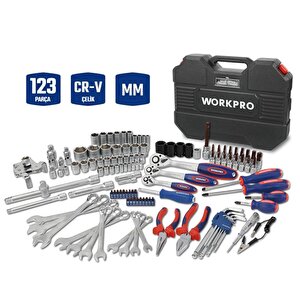 Wp202533 1/4'’ 3/8’’ 1/2'’ 123 Parça Cr-v Metrik Ağır Hizmet Lokma Ve Kombine Anahtar Takımı