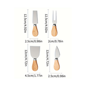 Bambu Saplı 4 Lü Çelik Peynir Sunum Servis Bıçak Seti Mit1297