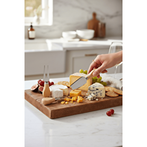 Bambu Saplı 4 Lü Çelik Peynir Sunum Servis Bıçak Seti Mit1297