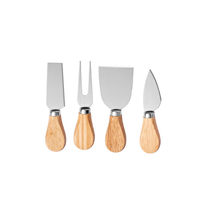 Bambu Saplı 4 Lü Çelik Peynir Sunum Servis Bıçak Seti Mit1297
