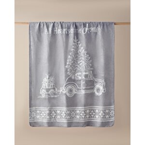 Embrace Of Love Akrilik Pamuklu Tv Battaniye 130x170 Cm Gri