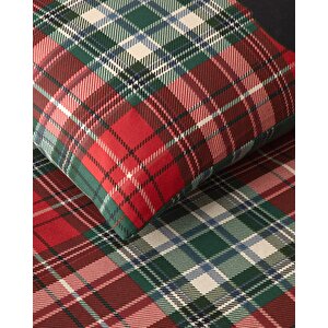 Royal Check Flanel Çift Kişilik Çarşaflı Nevresim Takımı Kırmızı