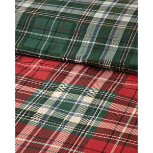 Royal Check Flanel Çift Kişilik Çarşaflı Nevresim Takımı Kırmızı