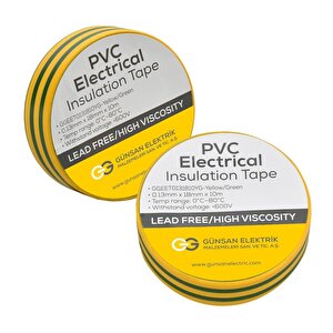 Günsan Sarı-yeşil Elektrik İzolasyon Bandı 10 Adet