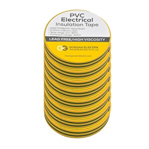 Günsan Sarı-yeşil Elektrik İzolasyon Bandı 10 Adet