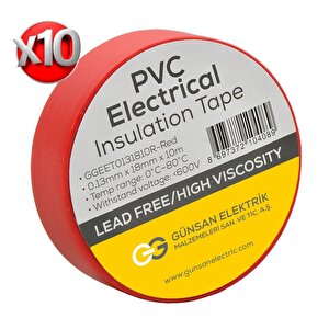 Günsan Kırmızı Elektrik İzolasyon Bandı 10 Adet
