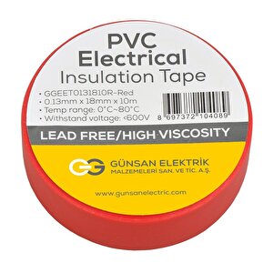 Günsan Kırmızı Elektrik İzolasyon Bandı 10 Adet