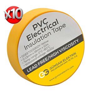 Günsan Sarı Elektrik İzolasyon Bandı 10 Adet