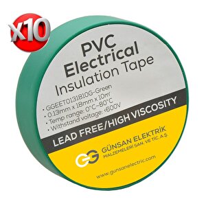 Günsan Yeşil Elektrik İzolasyon Bandı 10 Adet