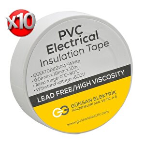 Günsan Beyaz Elektrik İzolasyon Bandı 10 Adet