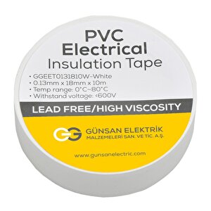 Günsan Beyaz Elektrik İzolasyon Bandı 10 Adet