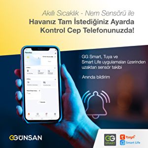 Günsan Akıllı Wifi Sıcaklık & Nem Sensörü Tuya & Smart Life Uyumlu