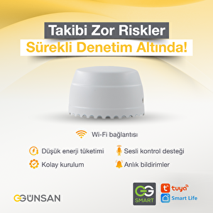 Günsan Akıllı Wifi Su Kaçağı Dedektörü (zemin) Tuya & Smart Life Uyumlu