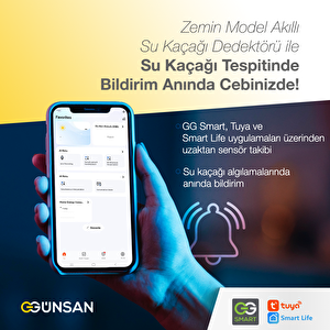 Günsan Akıllı Wifi Su Kaçağı Dedektörü (zemin) Tuya & Smart Life Uyumlu