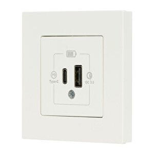 Günsan Eqona Fildişi Beyaz Şarj Prizi 20w Qc3.0 Pd Type-c + Usb Çift Çıkışlı