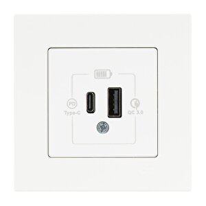 Gunsan Eqona Beyaz Şarj Prizi 20w Qc3.0 Pd Type-c + Usb Çift Çıkışlı