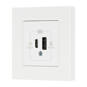 Gunsan Eqona Beyaz Şarj Prizi 20w Qc3.0 Pd Type-c + Usb Çift Çıkışlı