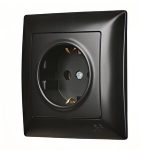 Günsan Visage Metalik Siyah Topraklı Priz